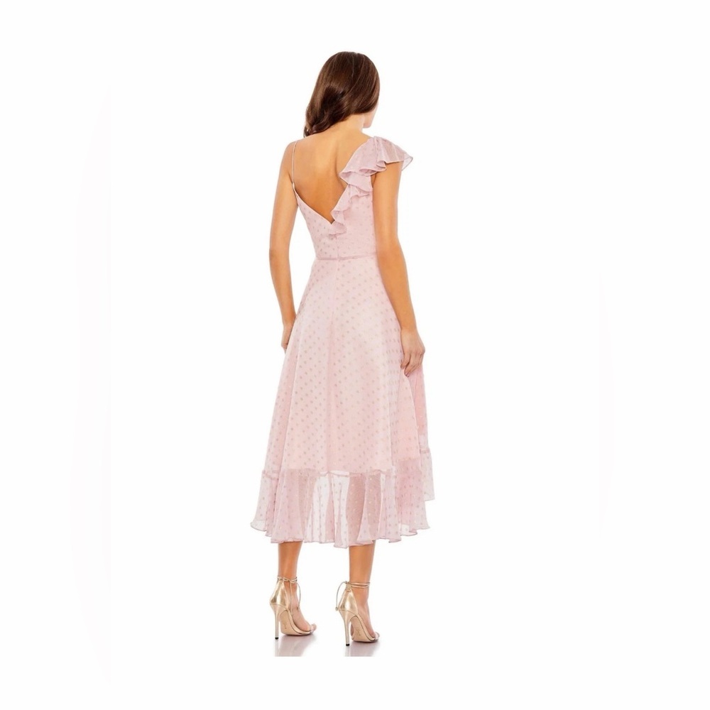 Mac Duggal Pink Ruffle High Low Dress Size 16 cocktail Wedding Guest - Picture 2 of 6